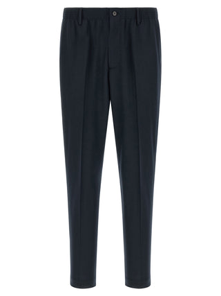 Blue Virgin Wool Cropped Pants