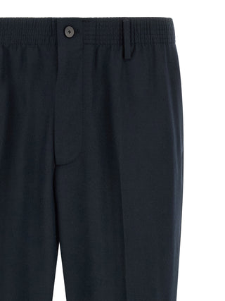 Blue Virgin Wool Cropped Pants