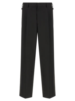 Black Polyester Casual Pants