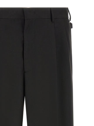 Black Polyester Casual Pants