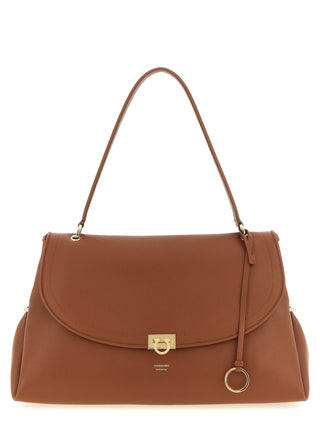 Brown Calfskin Shoulder Bag