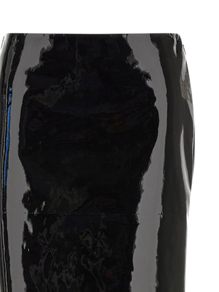 Black Lamb Leather Midi Skirt