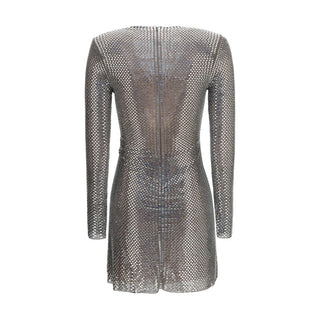 Silver Polyester Cocktail Dress
