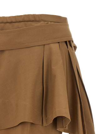 Brown Virgin Wool Long Skirt
