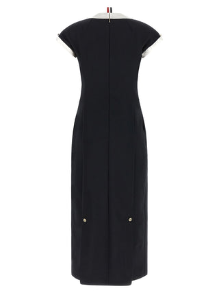 Blue Virgin Wool Midi Dress