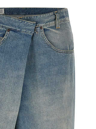 Blue Cotton Straight-Leg Jeans