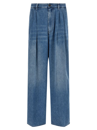Blue Cotton High-Waisted Jean