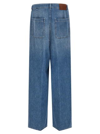 Blue Cotton High-Waisted Jean