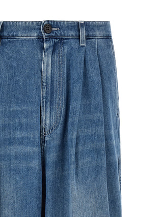 Blue Cotton High-Waisted Jean