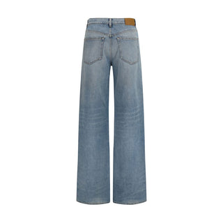 Blue Cotton High-Waisted Jean