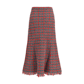 Red Cotton Midi Skirt
