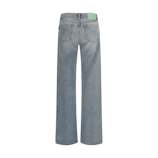 Blue Cotton Straight-Leg Jeans