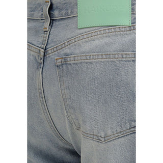Blue Cotton Straight-Leg Jeans