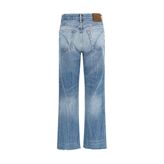 Blue Cotton Bootcut Jeans