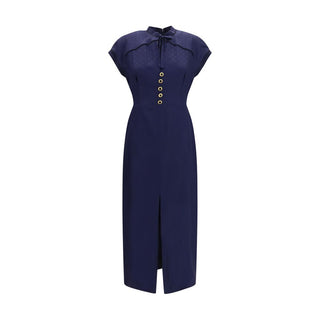 Blue Silk Casual Dress