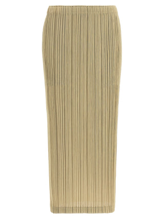 Beige Polyester Midi Skirt