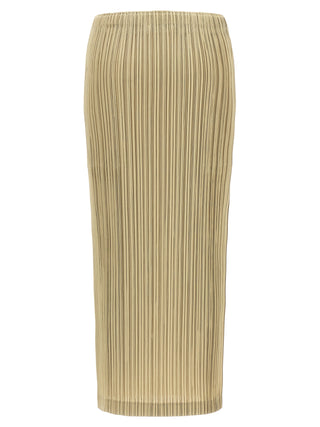 Beige Polyester Midi Skirt