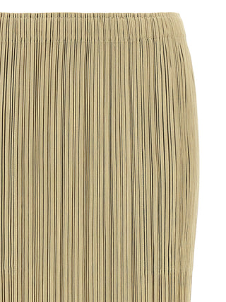 Beige Polyester Midi Skirt