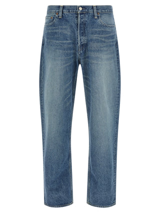 Blue Cotton Tapered Jeans