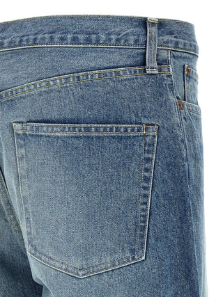 Blue Cotton Tapered Jeans