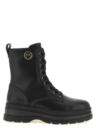 Black Cowhide Lace-Up Boots