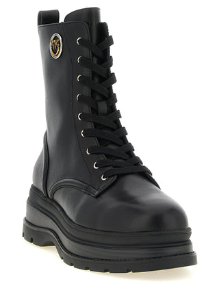 Black Cowhide Lace-Up Boots