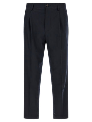 Blue Wool Casual Pants