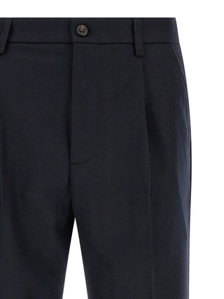 Blue Wool Casual Pants