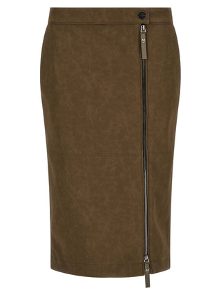 Brown Viscose Midi Skirt