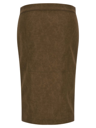 Brown Viscose Midi Skirt