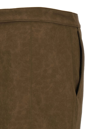 Brown Viscose Midi Skirt