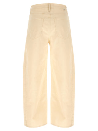 Beige Cotton High-Waisted Jean