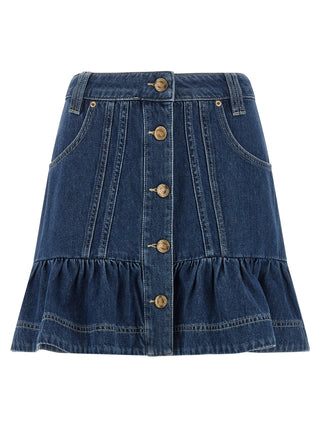 Blue Cotton Long Skirt
