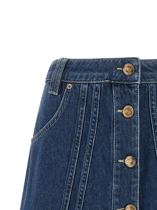 Blue Cotton Long Skirt