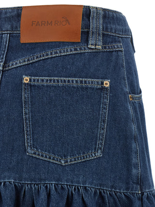 Blue Cotton Long Skirt