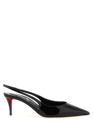 Black Calfskin Mid Heel Pumps