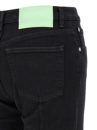 Black Cotton Flared Jeans