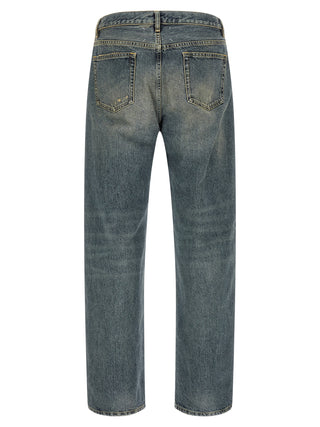 Blue Cotton Straight-Leg Jeans