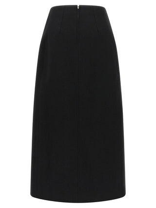 Black Virgin Wool Midi Skirt