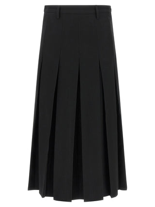 Black Polyester Midi Skirt