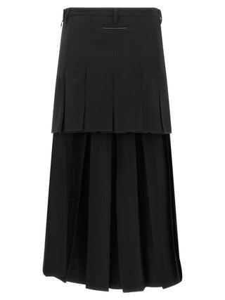 Black Polyester Midi Skirt