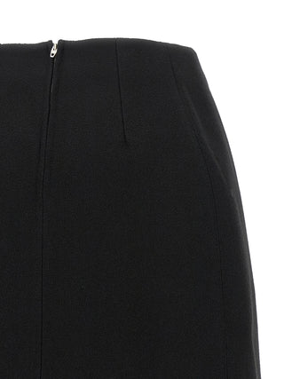 Black Virgin Wool Midi Skirt