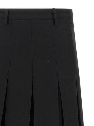 Black Polyester Midi Skirt