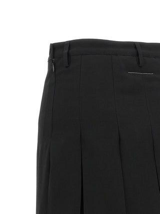 Black Polyester Midi Skirt