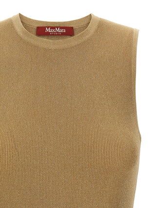 Gold Polyamide Sleeveles T-Shirt