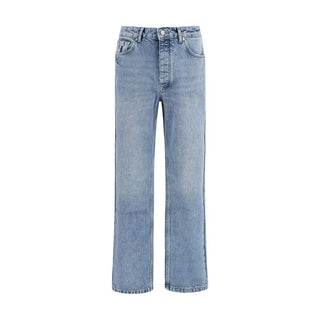 Blue Cotton Straight-Leg Jeans