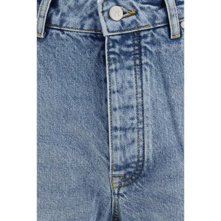 Blue Cotton Straight-Leg Jeans