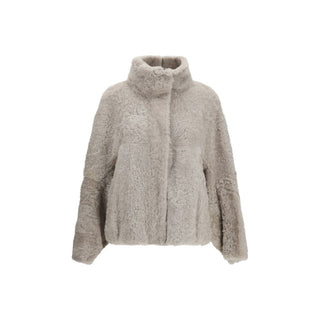 Gray Faux Fur Full-Length Jacket