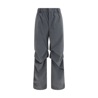 Gray Polyester Casual Pants