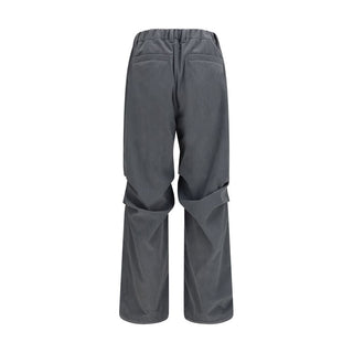 Gray Polyester Casual Pants